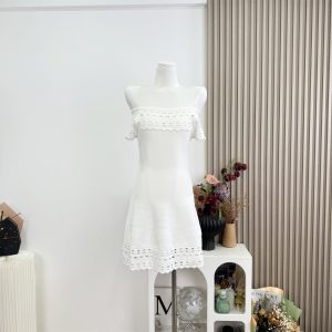Moonlight Vera French Cutout Dress for Women Summer Elegant Style White