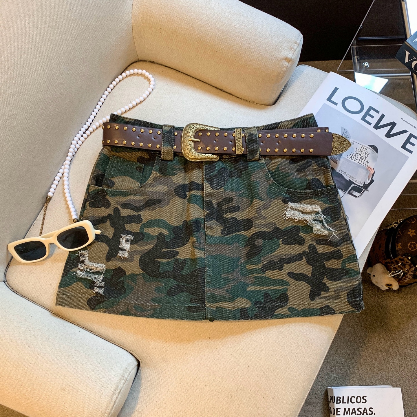 American Retro Leopard Print Denim Skirt for Women Summer High Waist A-Line Bodycon Short Skirt - Image 2