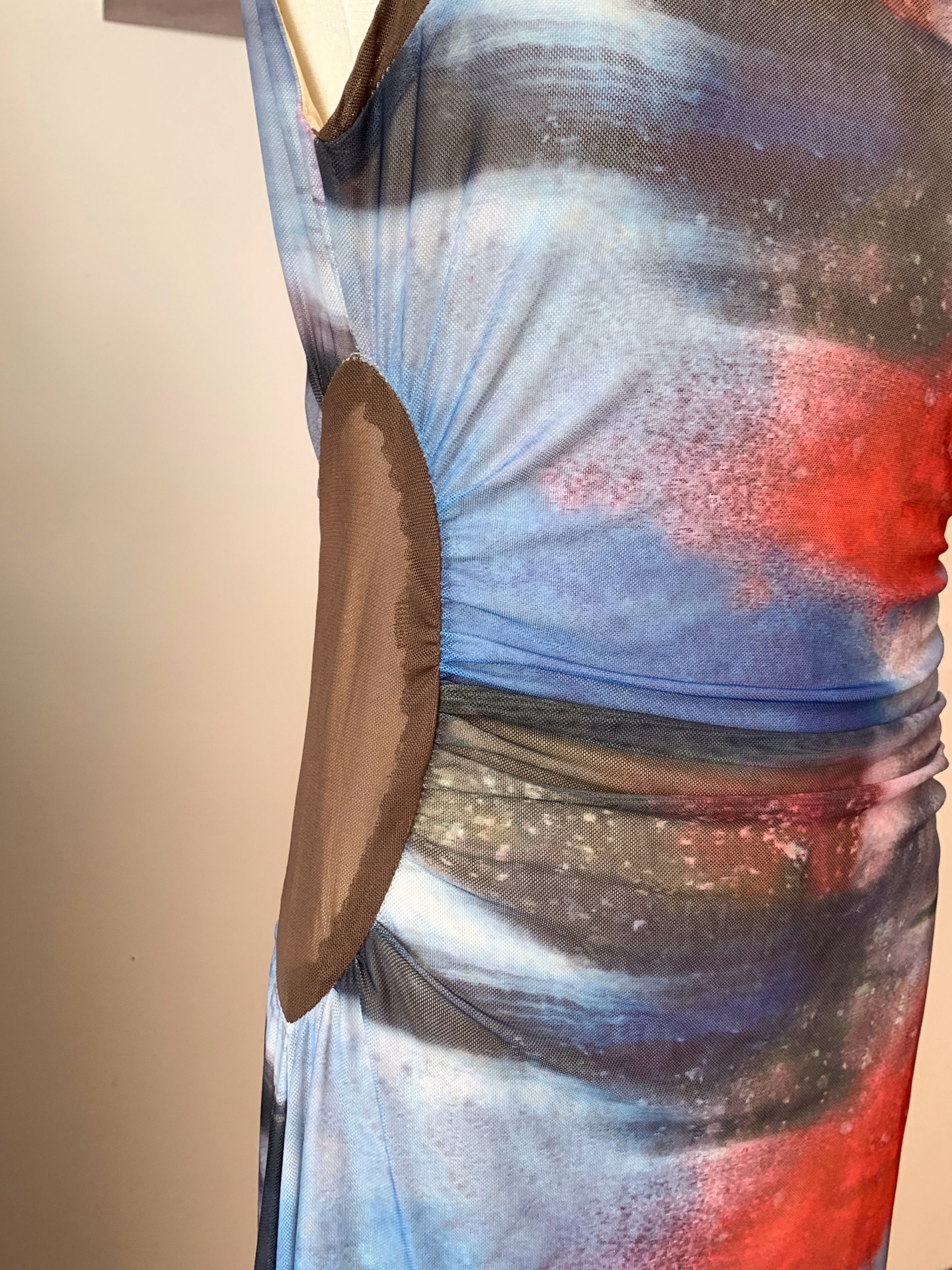 Pure Desire Style Floral Spliced Sleeveless Mesh Cami Dress Pleated Waist Midi - Image 3