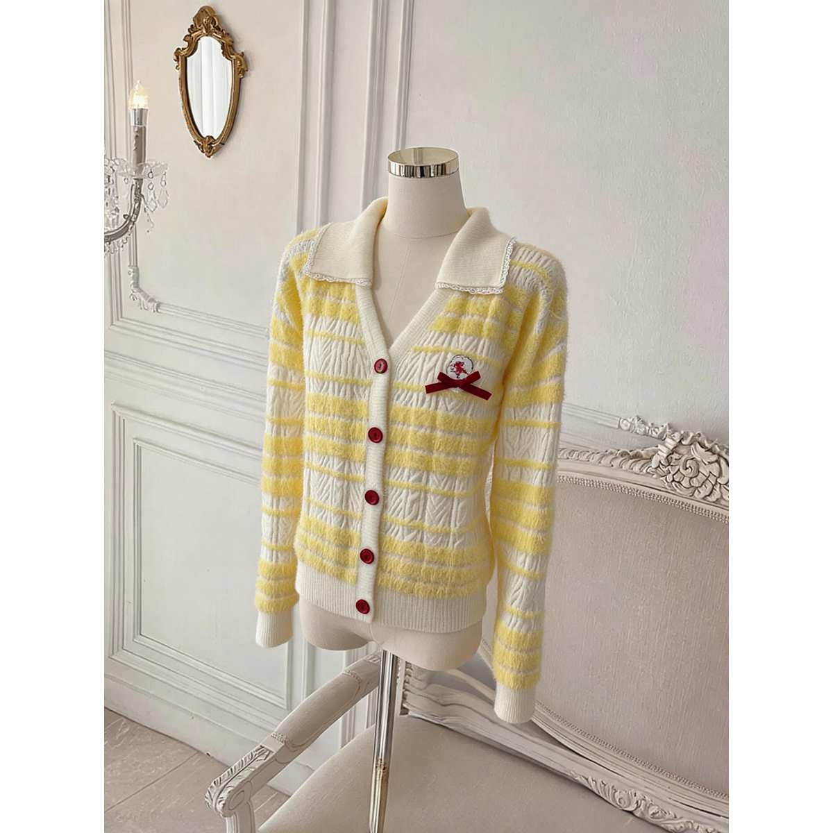 Women's Cable Knit Striped Color Block Cardigan 2026 Fall Winter Sweet Casual Top - Image 5