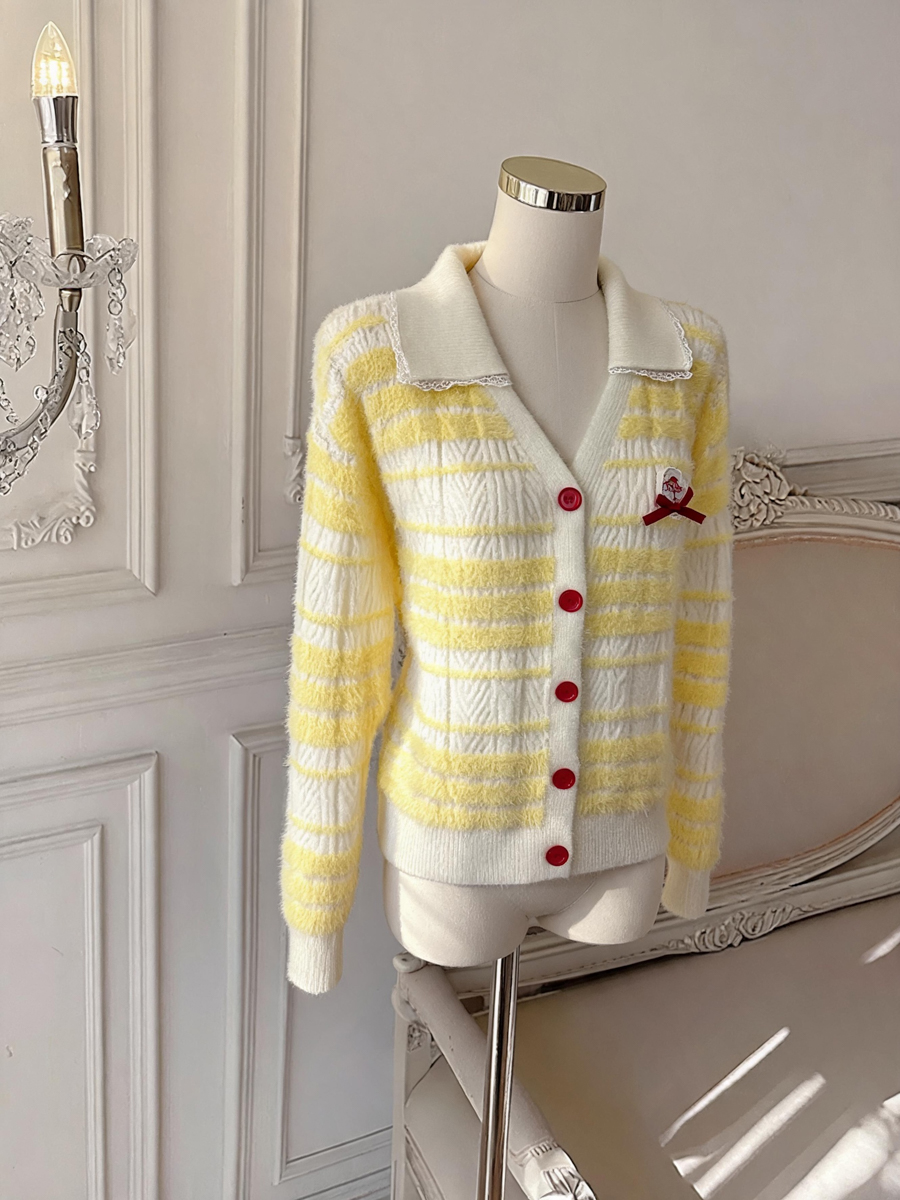 Women's Cable Knit Striped Color Block Cardigan Sweater - Style 667d58 - Image 3