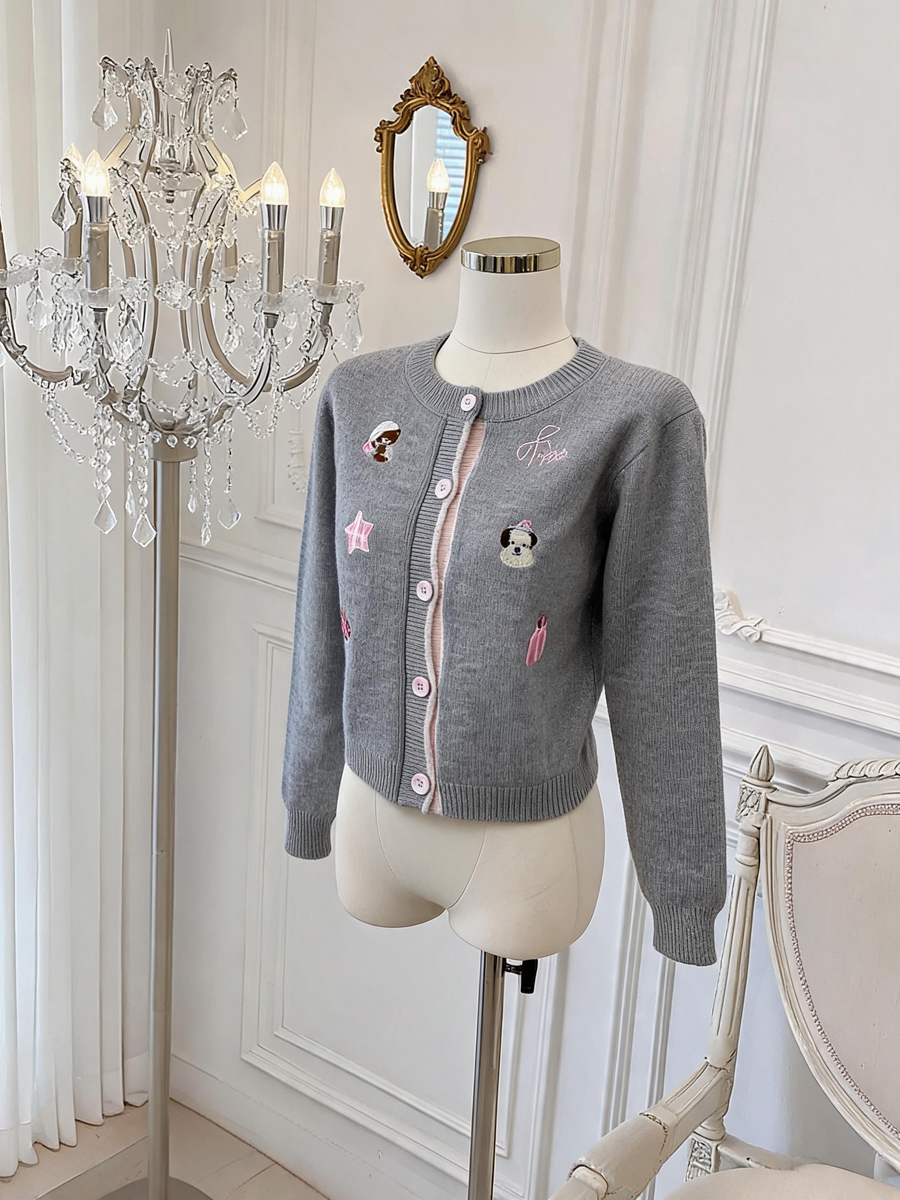 Korean Embroidered Wool Cardigan Women Loose Soft Knit Outerwear - Style 39159d - Image 3
