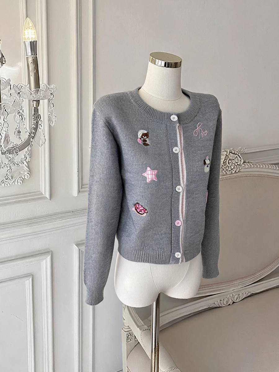Korean Embroidered Wool Cardigan Women Loose Soft Knit Outerwear - Style 39159d - Image 4
