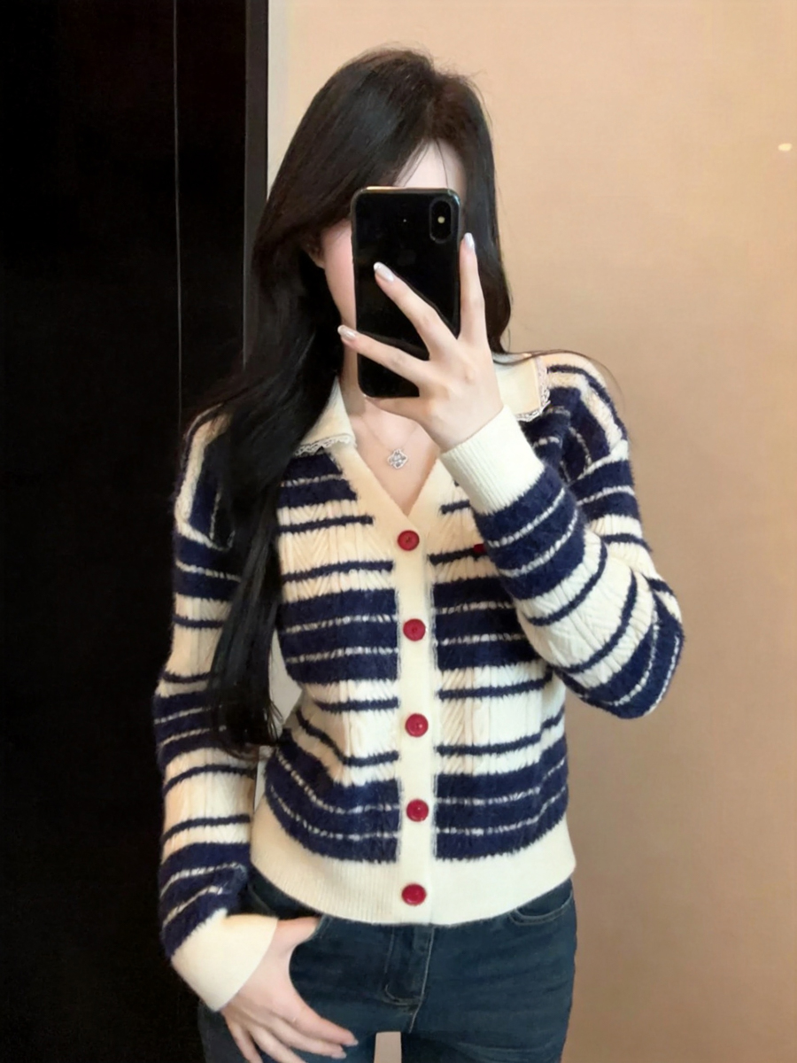Women's Cable Knit Striped Color Block Cardigan Sweater 2026 Fall Winter