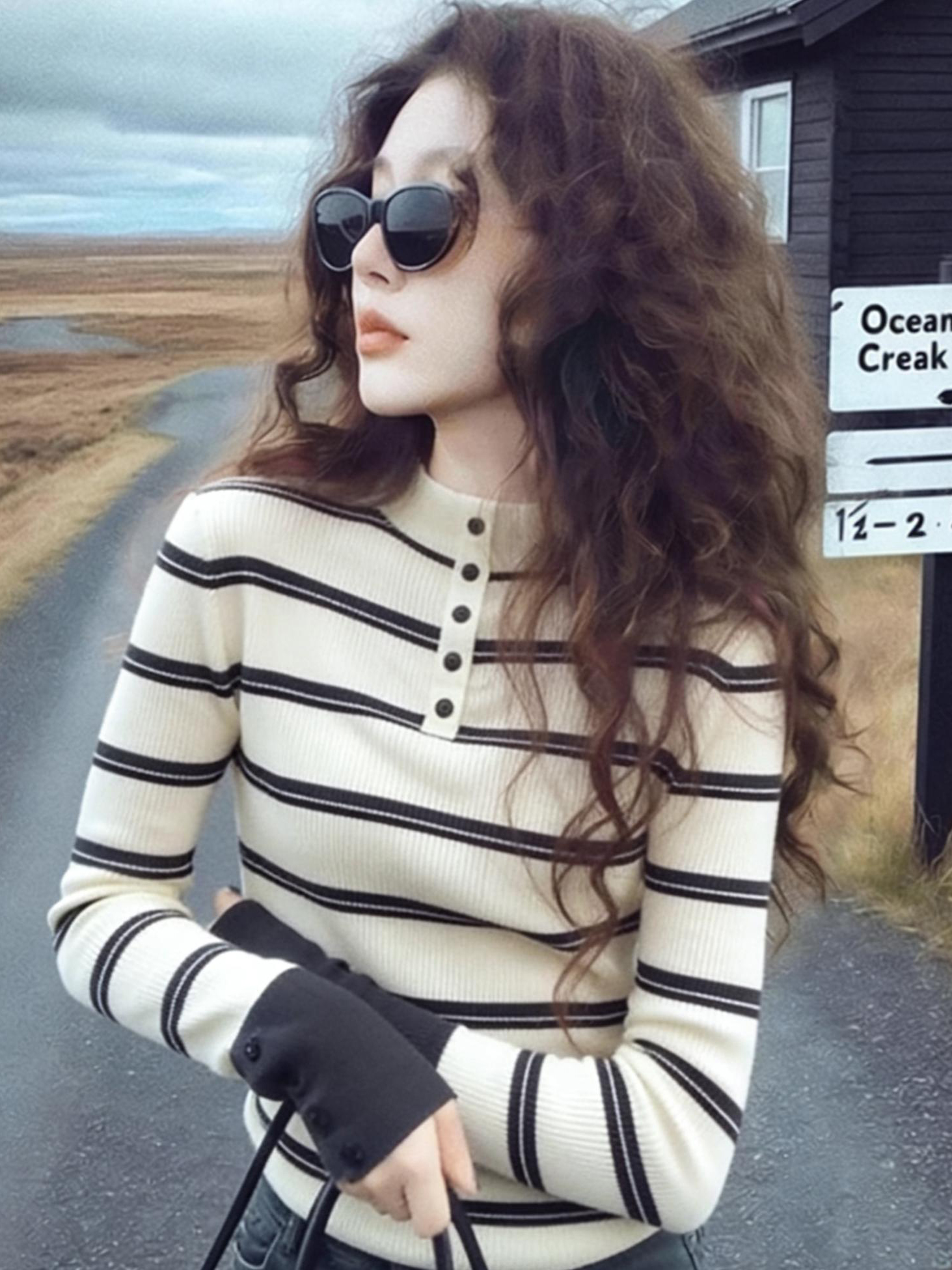 Color Striped Knit Sweater Fall Winter Women's Fashion Top - Image 4