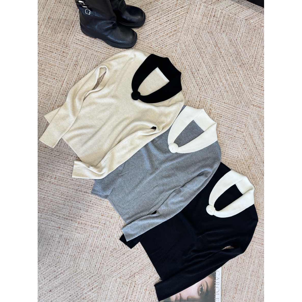 Lilian Ribbed Knit Sweater with Color Block Design Women New Fall 2026 - Image 5